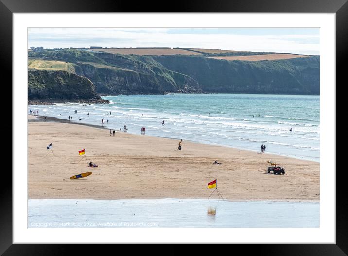 Safe Bathing at Broad Haven Beach, Pembrokeshire,  Framed Mounted Print by Mark Poley