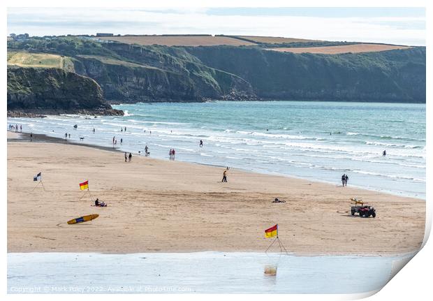 Safe Bathing at Broad Haven Beach, Pembrokeshire,  Print by Mark Poley