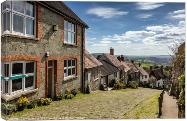 Gold Hill, Shaftesbury  Canvas Print by Jim Monk