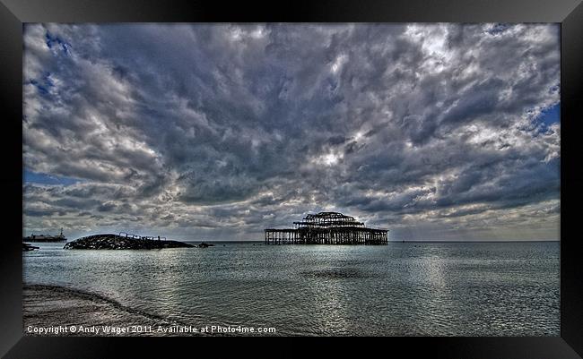 Clouds over the West Pier Framed Print by Andy Wager