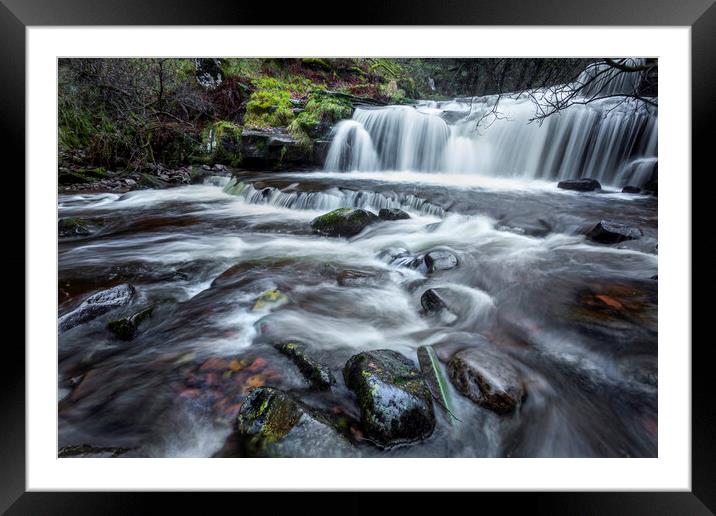 Wet rocks and waterfalls Framed Mounted Print by Leighton Collins