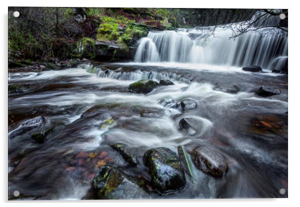 Wet rocks and waterfalls Acrylic by Leighton Collins