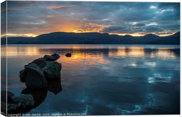Sunset over Loch Lomond Scotland Canvas Print by Iain Gordon