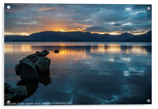 Sunset over Loch Lomond Scotland Acrylic by Iain Gordon