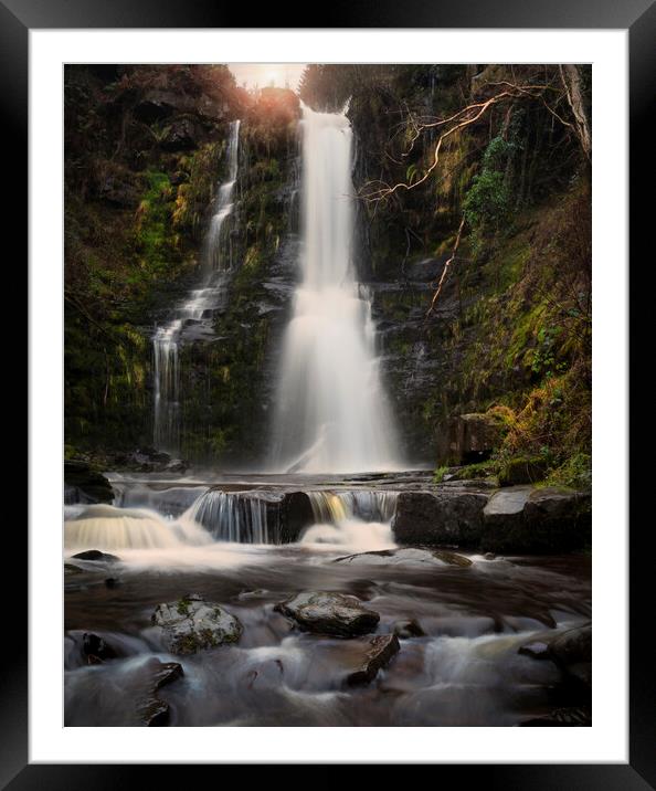 Waterfall in the Brecon Beacons Framed Mounted Print by Leighton Collins