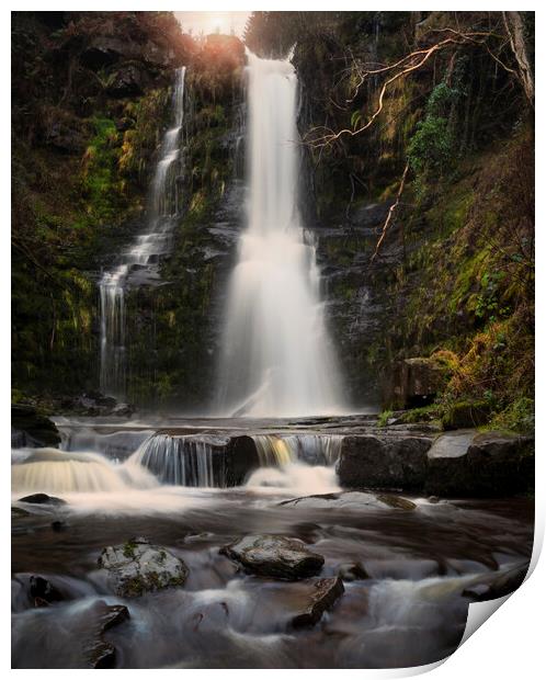 Waterfall in the Brecon Beacons Print by Leighton Collins