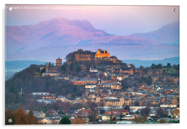 Early Morning Light on Stirling Castle  Acrylic by Navin Mistry