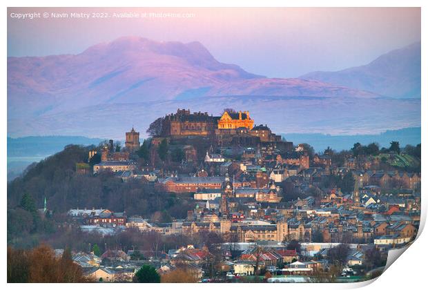 Early Morning Light on Stirling Castle  Print by Navin Mistry