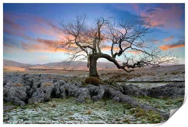 Ribblehead Viaduct and lone tree  Print by Lady Debra Bowers L.R.P.S