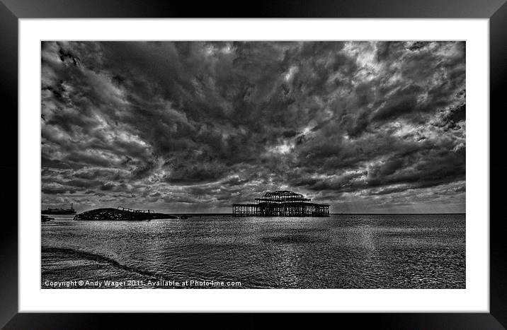 Storm over West Pier Framed Mounted Print by Andy Wager