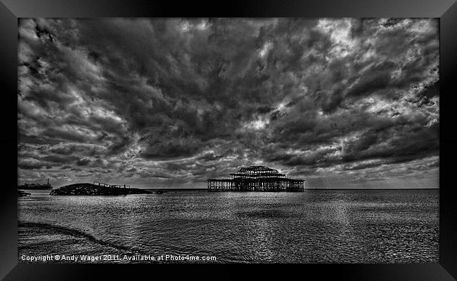 Storm over West Pier Framed Print by Andy Wager