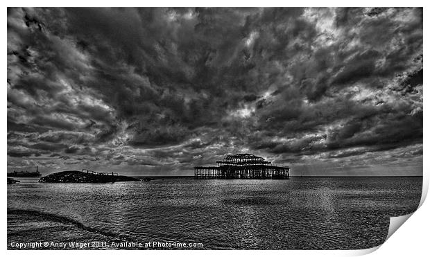 Storm over West Pier Print by Andy Wager