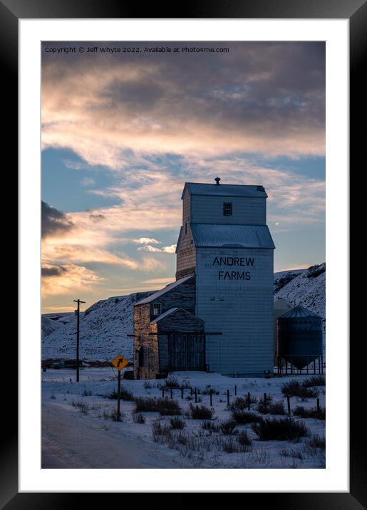 Andrew Farms grain elevator Framed Mounted Print by Jeff Whyte