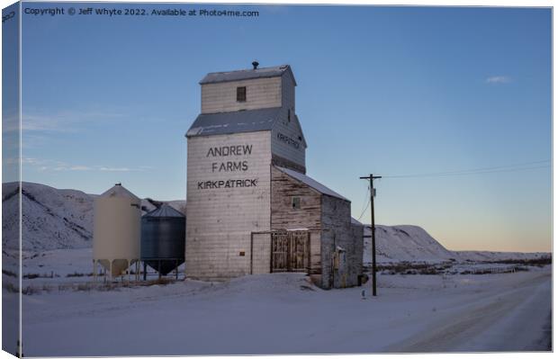 Andrew Farms grain elevator Canvas Print by Jeff Whyte