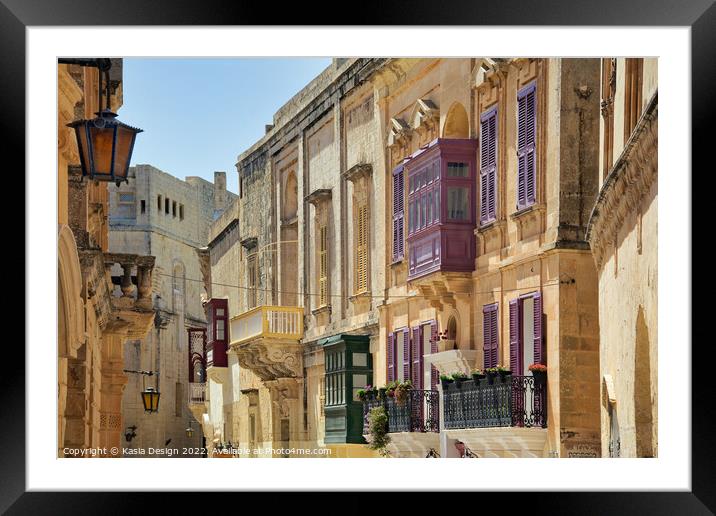 Mdina , The Silent City, Republic of Malta Framed Mounted Print by Kasia Design