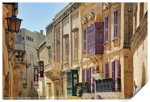 Mdina , The Silent City, Republic of Malta Print by Kasia Design