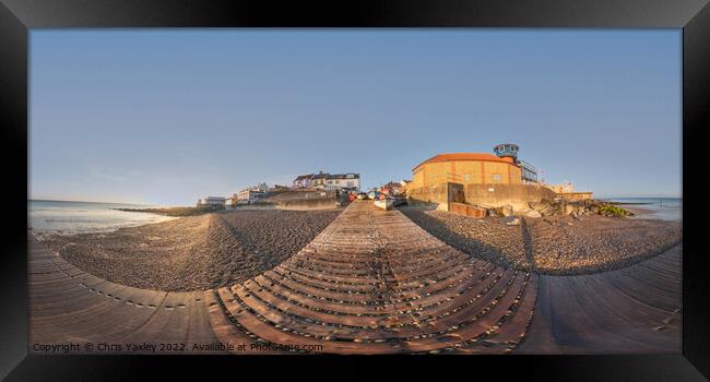 360 panorama of Sheringham beach, North Norfolk coast Framed Print by Chris Yaxley