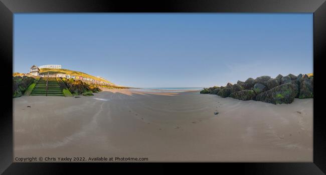 360 panorama of Sheringham beach, North Norfolk coast Framed Print by Chris Yaxley
