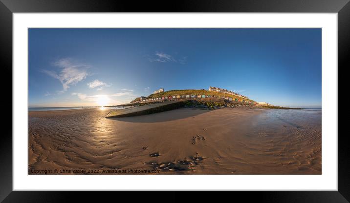 360 panorama of Sheringham beach, North Norfolk coast Framed Mounted Print by Chris Yaxley