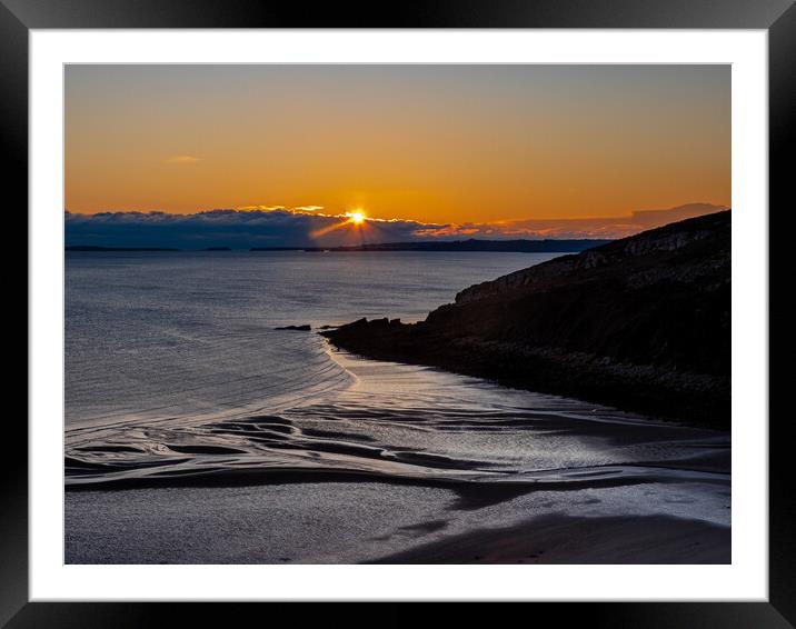A Glorious Sunset Above Pendine Beach Framed Mounted Print by Colin Allen