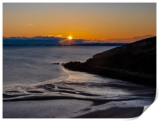A Glorious Sunset Above Pendine Beach Print by Colin Allen