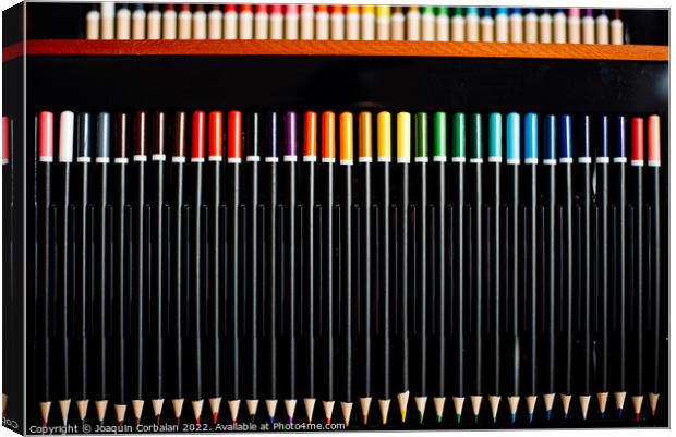 Color pencils for artistic drawing ordered by color gradient, on Canvas Print by Joaquin Corbalan
