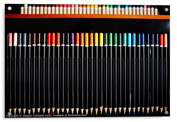 Color pencils for artistic drawing ordered by color gradient, on Acrylic by Joaquin Corbalan