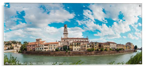 Panoramic of Verona crossed by the river Adige, with the tower o Acrylic by Joaquin Corbalan