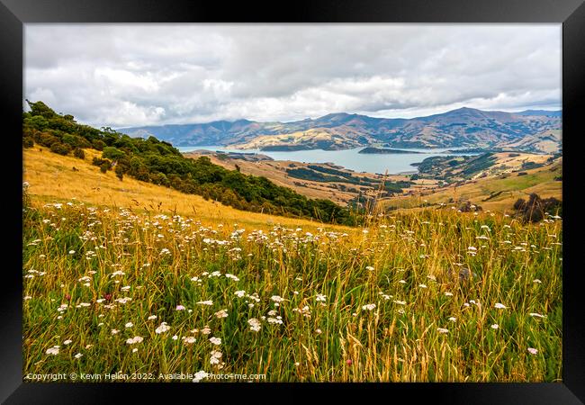 View over Banks Peninsular, Framed Print by Kevin Hellon