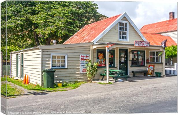 General store in Okains Bay, South Island, New Zealand Canvas Print by Kevin Hellon