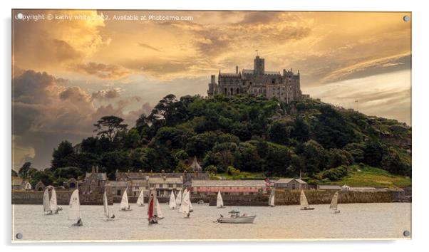sailing at St Michaels Mount Acrylic by kathy white