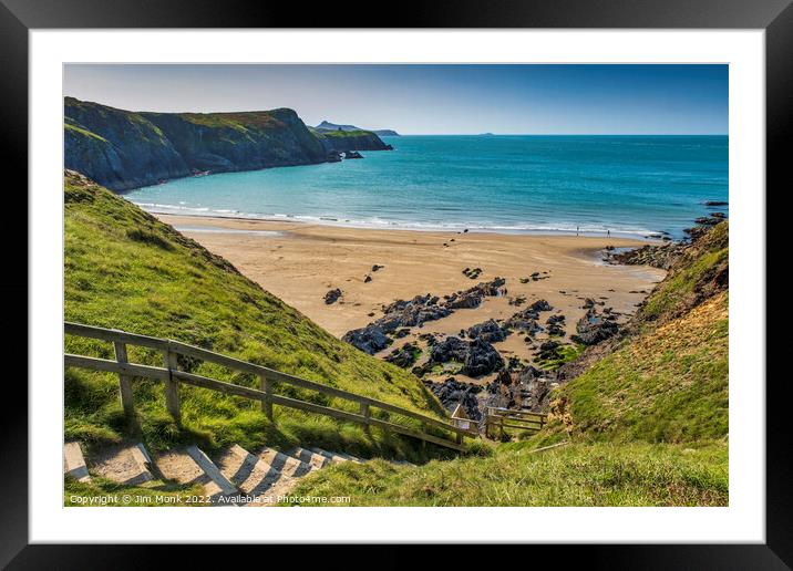 Traeth Llyfn Beach, Pembrokeshire. Framed Mounted Print by Jim Monk