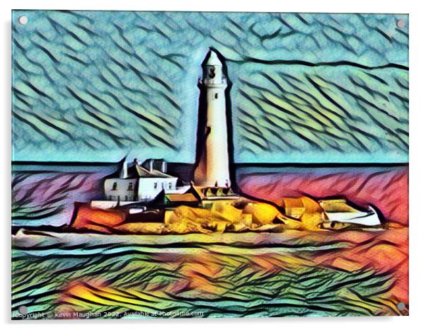 St Marys Lighthouse (Art Deco Style) Acrylic by Kevin Maughan