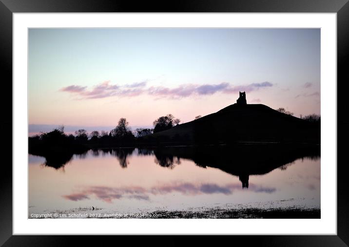 Burrow Mump Somerset Framed Mounted Print by Les Schofield