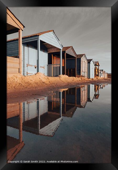 Beach Huts Reflected  Framed Print by Sarah Smith