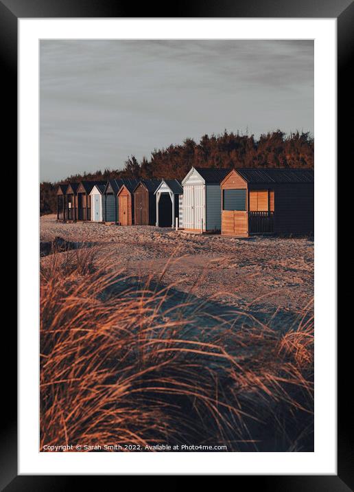West Wittering Beach Huts Framed Mounted Print by Sarah Smith
