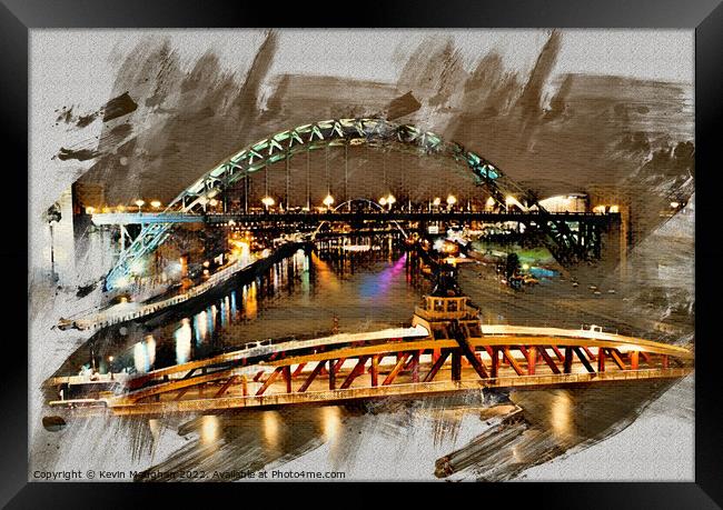 Bridges Over The Tyne (Digital Art) Framed Print by Kevin Maughan