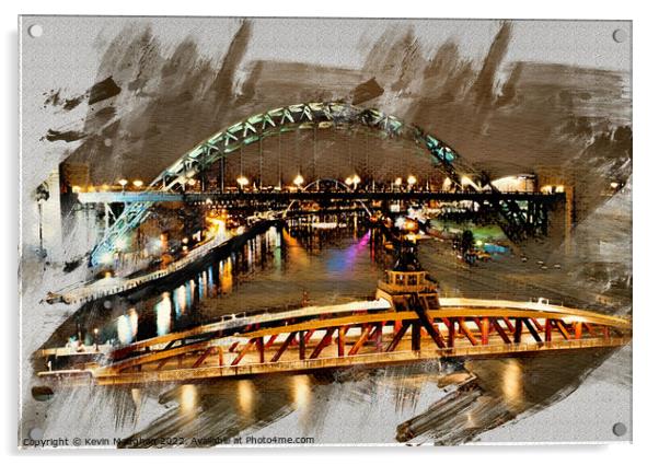 Bridges Over The Tyne (Digital Art) Acrylic by Kevin Maughan