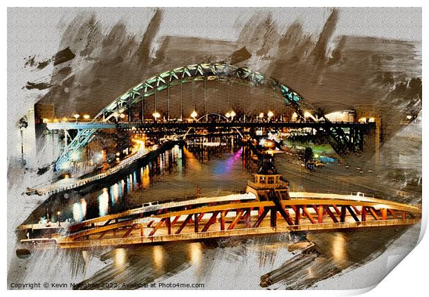 Bridges Over The Tyne (Digital Art) Print by Kevin Maughan