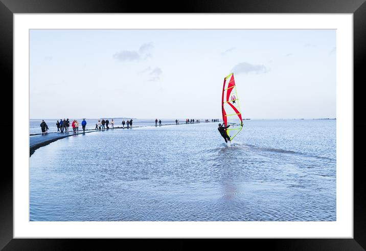 Walkers surround West Kirby marine lake Framed Mounted Print by Jason Wells