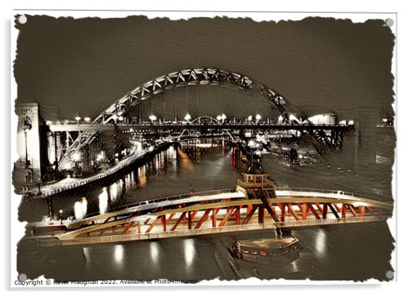 Tyne Bridges (Digital Art) Acrylic by Kevin Maughan
