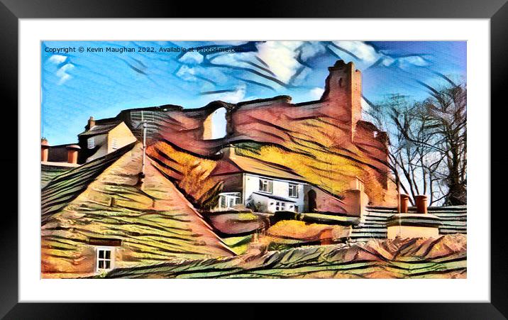 Richmond North Yorkshire (Retro Art Deco Image) Framed Mounted Print by Kevin Maughan
