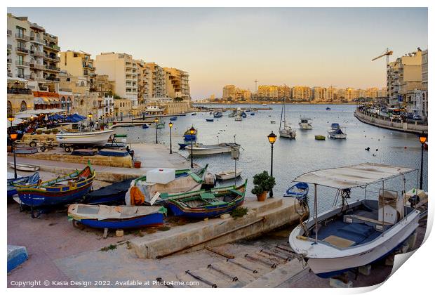 Dusk Settles over Spinola Bay, Malta Print by Kasia Design