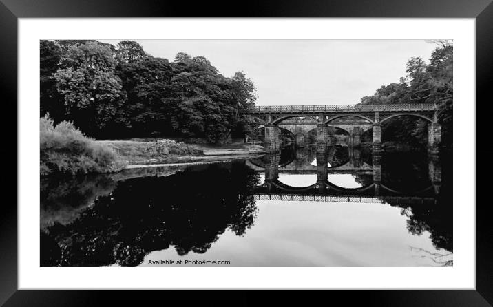 Crook O' Lune Reflections, Monochrome Framed Mounted Print by Michele Davis