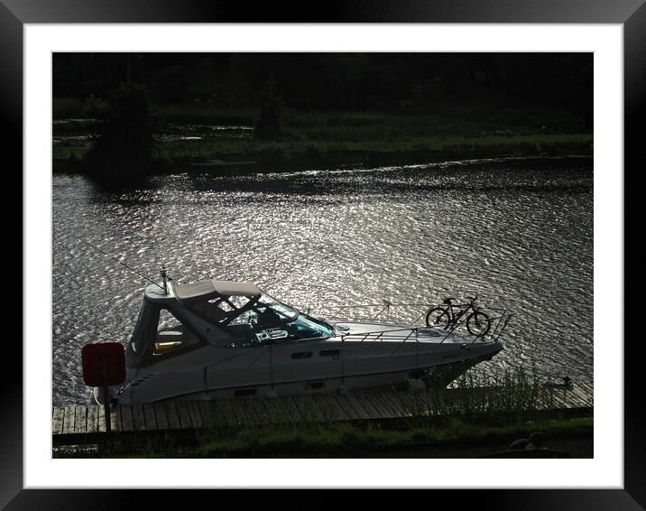 Boat docked at dusk Framed Mounted Print by Stephanie Moore