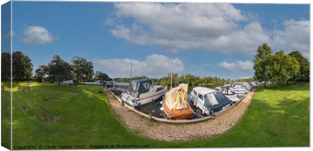 360 panorama of Womack Staithe on the River Thurne, Norfolk Broads Canvas Print by Chris Yaxley