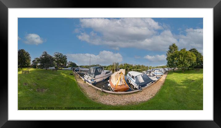 360 panorama of Womack Staithe on the River Thurne, Norfolk Broads Framed Mounted Print by Chris Yaxley
