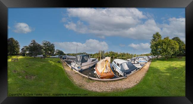360 panorama of Womack Staithe on the River Thurne, Norfolk Broads Framed Print by Chris Yaxley