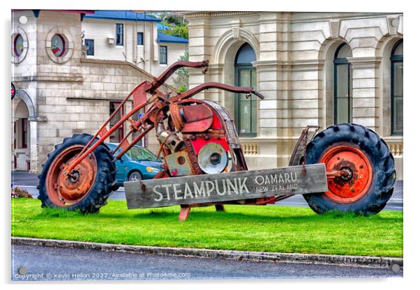 Steampunk bike, Oamaru, South Island, New Zealand Acrylic by Kevin Hellon