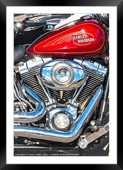 Harley Davidson Custom, 96 cubic inches motorbike Framed Mounted Print by Kevin Hellon